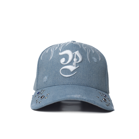 P Denim Flames - Gorra con visera ajustable