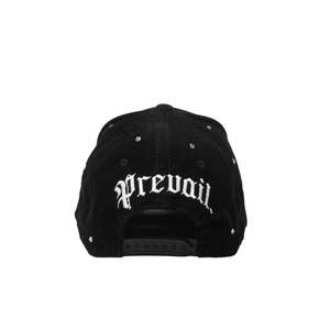 Gorra Crystal LA Cross de pana negra con cierre tipo snapback