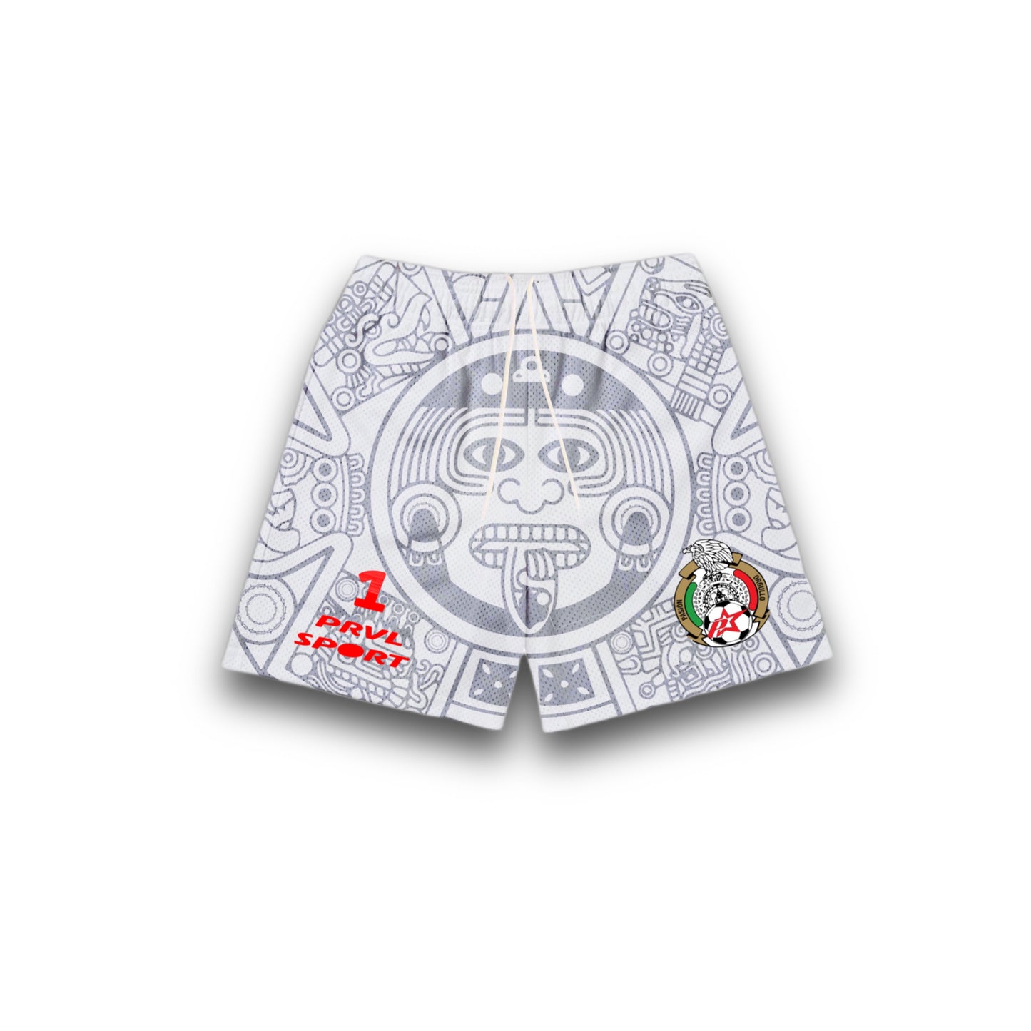 98 Mexico Retro - Pantalones cortos de malla blancos