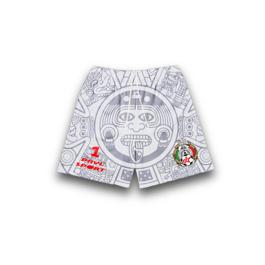 98 Mexico Retro - Pantalones cortos de malla blancos