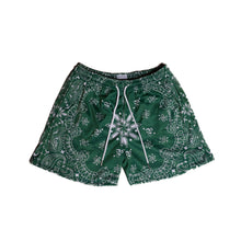 Load image into Gallery viewer, Green Paisley - Mesh Shorts