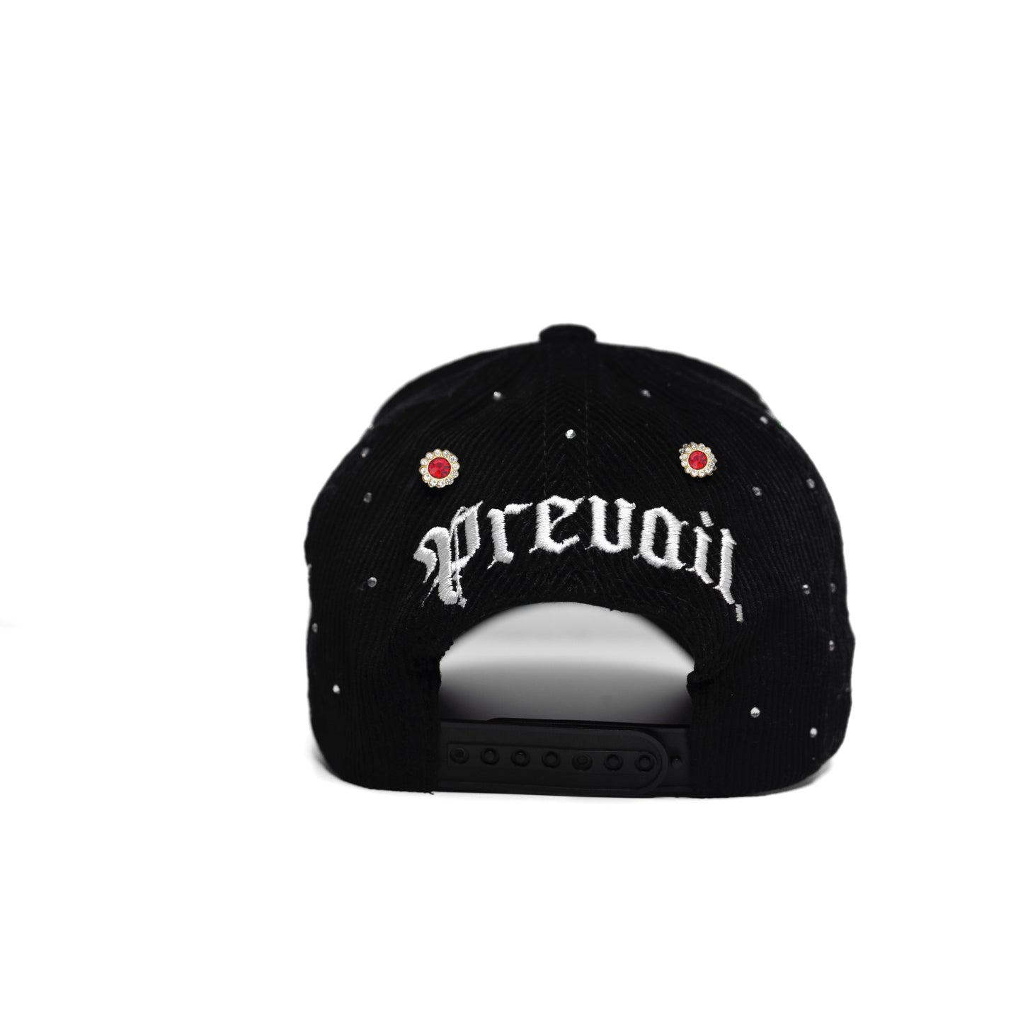 Gorra Crystal LA Cross de pana negra con cierre tipo snapback