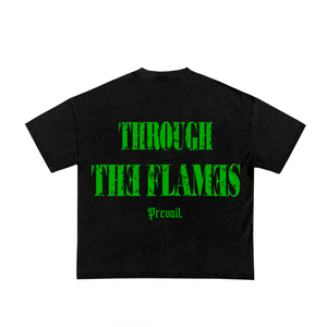 Through the flames - Green / Black Tee